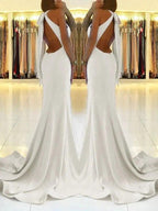 Sheath Halter Sleeveless With Ruffles Stretch Crepe Prom Dresses by misshow.com