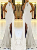 Sheath Halter Sleeveless With Ruffles Stretch Crepe Prom Dresses by misshow.com