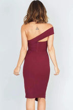 Sheath One Shoulder Satin Homecoming Party Dress with Split PD020 by pgmdress
