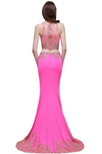 Sheath Round Satin Stretch Fuschia Prom Dresses by misshow.com