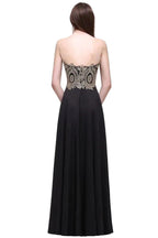 Sheath Scoop Floor-Length Applique Sleeveless Long Black Prom Dresses by misshow.com