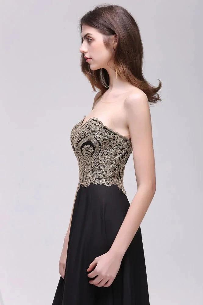 Sheath Scoop Floor-Length Applique Sleeveless Long Black Prom Dresses by misshow.com