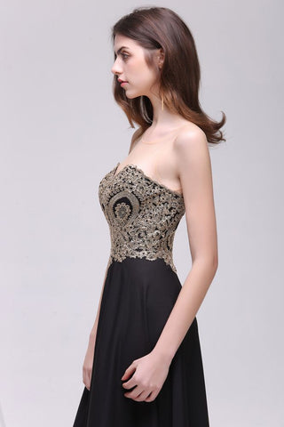 Vestidos de fiesta negros largos sin mangas con apliques y escote redondo hasta el suelo