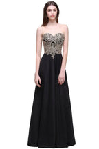 Sheath Scoop Floor-Length Applique Sleeveless Long Black Prom Dresses by misshow.com