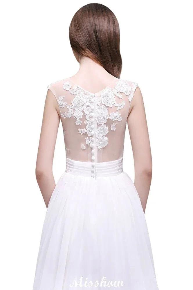 Sheath Sheer Lace Chiffon Beach Wedding Dresses by misshow.com