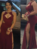 Sheath/Column Halter Sleeveless Jersey Floor-Length Prom Dresses by misshow.com