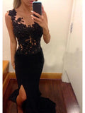 Sheath/Column Scoop Sleeveless Applique Chiffon Prom Dresses by misshow.com