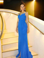 Sheath/Column Sleeveless Chiffon Ruched Straps Floor-Length Prom Dresses by misshow.com