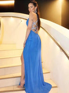 Sheath/Column Sleeveless Chiffon Ruched Straps Floor-Length Prom Dresses by misshow.com