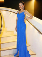 Sheath/Column Sleeveless Chiffon Ruched Straps Floor-Length Prom Dresses by misshow.com