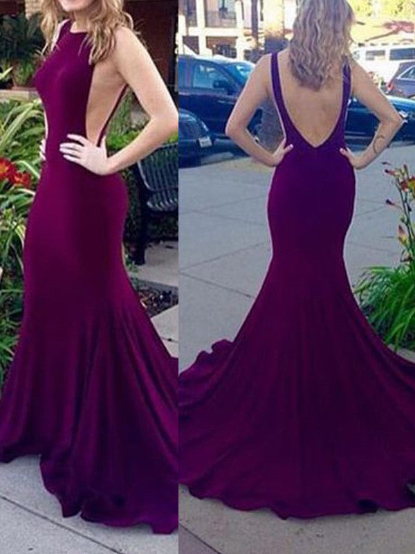 Sheath/Column Sleeveless Scoop Jersey Prom Dresses Hover Image