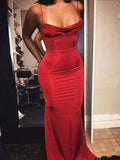Sheath/Column Sleeveless Spaghetti Straps Floor-Length Ruffles Spandex Prom Dresses by misshow.com