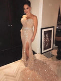 Sheath/Column Sleeveless Sweetheart Beading Sequins Prom Dresses by misshow.com