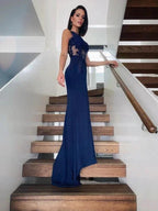 Sheath/Column Spandex Sleeveless Applique Scoop Prom Dresses by misshow.com