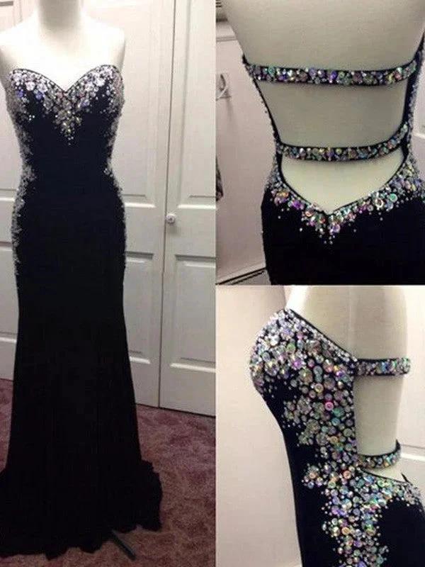 Sheath/Column Sweetheart Sleeveless Spandex Paillette Prom Dresses by misshow.com