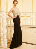 Sheath/Column V-neck Beading Sleeveless Spandex Prom Dresses by misshow.com