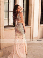 Sheath/Column V-neck Sequin Sleeveless Jersey Prom Dresses by misshow.com