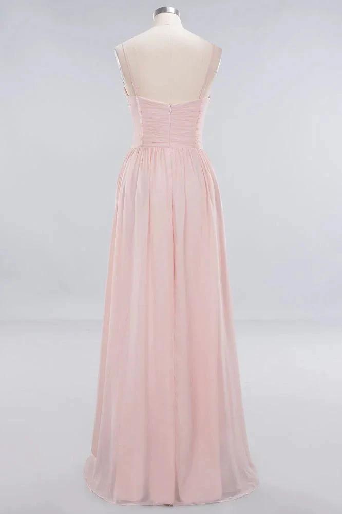 Sheer Spaghetti Straps aline Prom Dresses | Simple Chiffon Sleeveless Evening Dresses by misshow.com