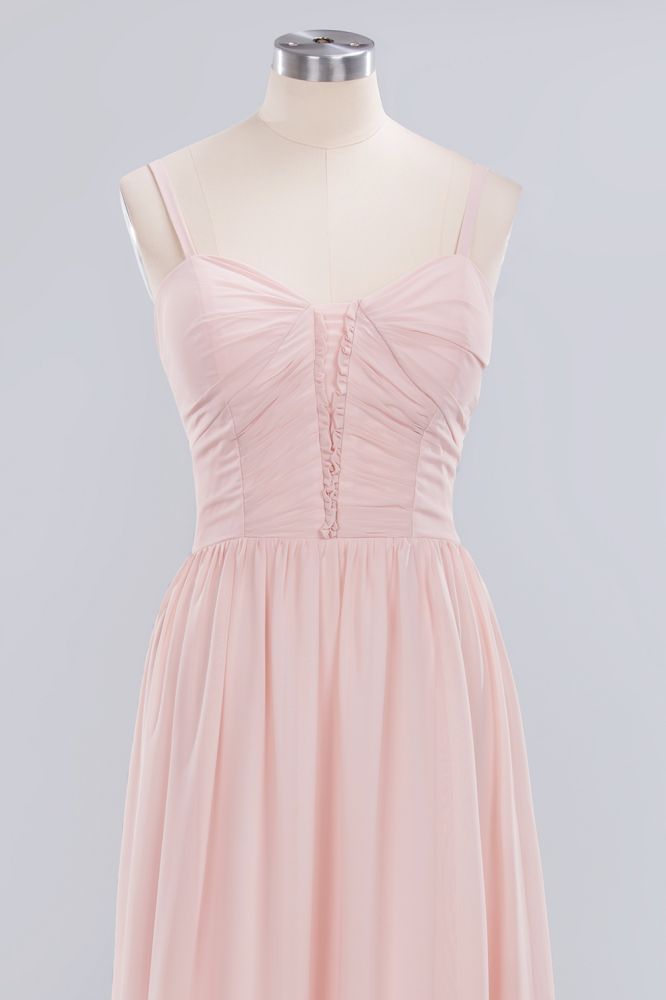 Transparente A-Linien-Ballkleider mit Spaghettiträgern | Schlichte ärmellose Abendkleider aus Chiffon