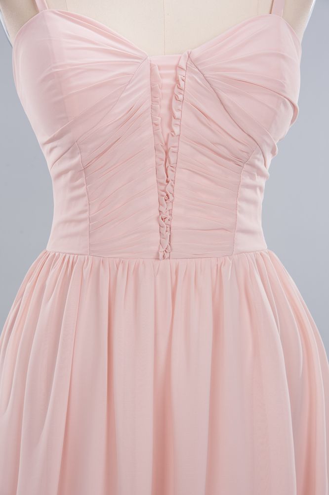 Transparente A-Linien-Ballkleider mit Spaghettiträgern | Schlichte ärmellose Abendkleider aus Chiffon