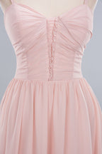 Transparente A-Linien-Ballkleider mit Spaghettiträgern | Schlichte ärmellose Abendkleider aus Chiffon