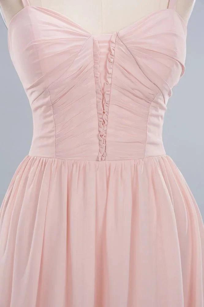 Sheer Spaghetti Straps aline Prom Dresses | Simple Chiffon Sleeveless Evening Dresses by misshow.com