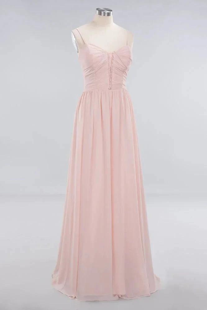 Sheer Spaghetti Straps aline Prom Dresses | Simple Chiffon Sleeveless Evening Dresses by misshow.com
