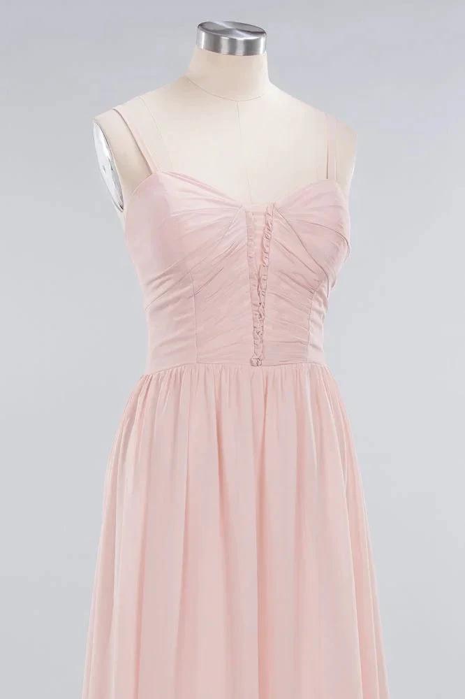 Sheer Spaghetti Straps aline Prom Dresses | Simple Chiffon Sleeveless Evening Dresses by misshow.com