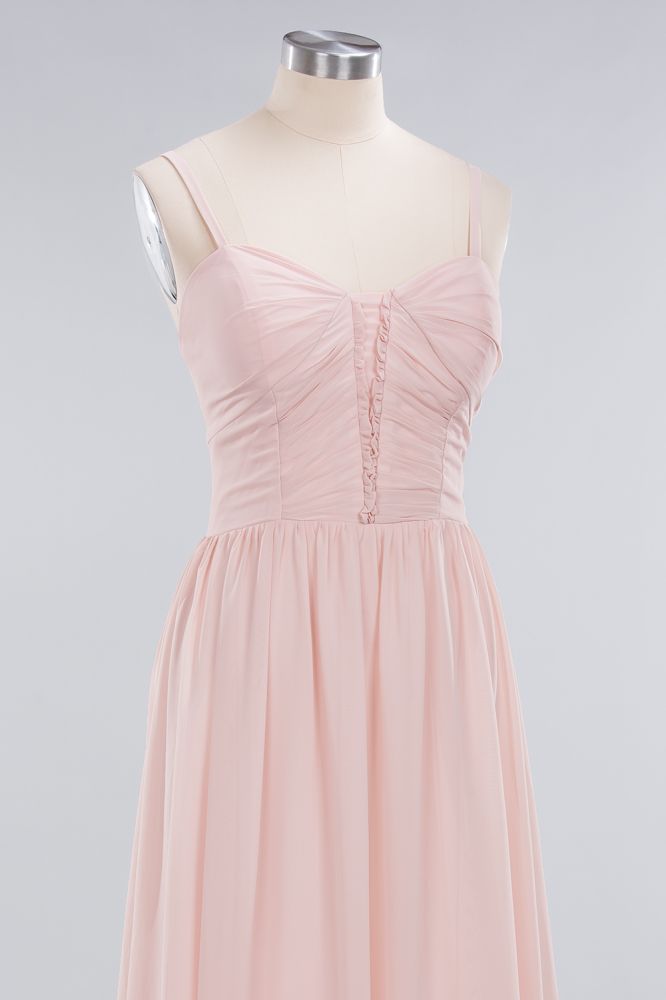 Transparente A-Linien-Ballkleider mit Spaghettiträgern | Schlichte ärmellose Abendkleider aus Chiffon