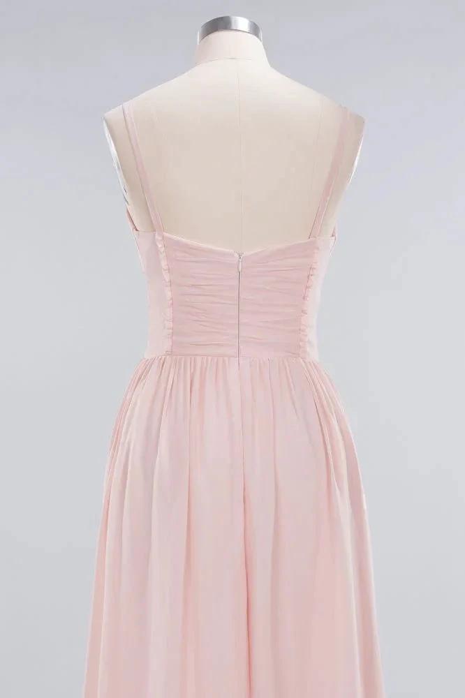 Sheer Spaghetti Straps aline Prom Dresses | Simple Chiffon Sleeveless Evening Dresses by misshow.com