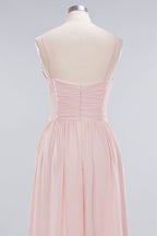 Transparente A-Linien-Ballkleider mit Spaghettiträgern | Schlichte ärmellose Abendkleider aus Chiffon