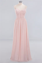 Transparente A-Linien-Ballkleider mit Spaghettiträgern | Schlichte ärmellose Abendkleider aus Chiffon