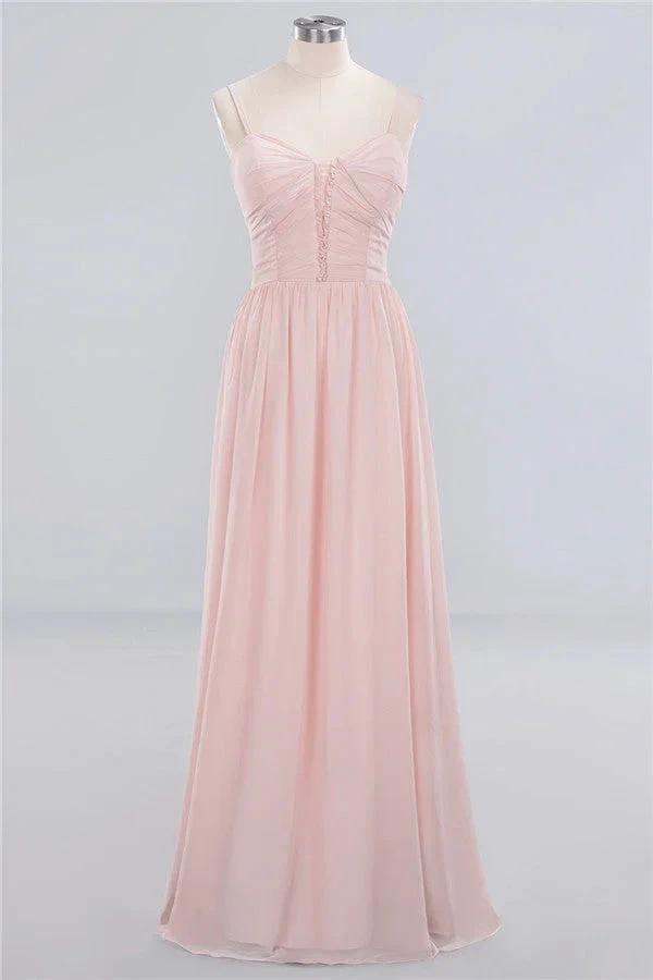 Sheer Spaghetti Straps aline Prom Dresses | Simple Chiffon Sleeveless Evening Dresses by misshow.com