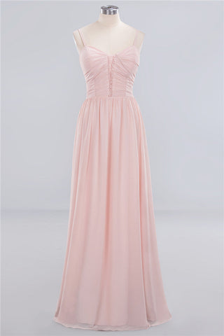 Sheer Spaghetti Straps aline Prom Dresses | Simple Chiffon Sleeveless Evening Dresses