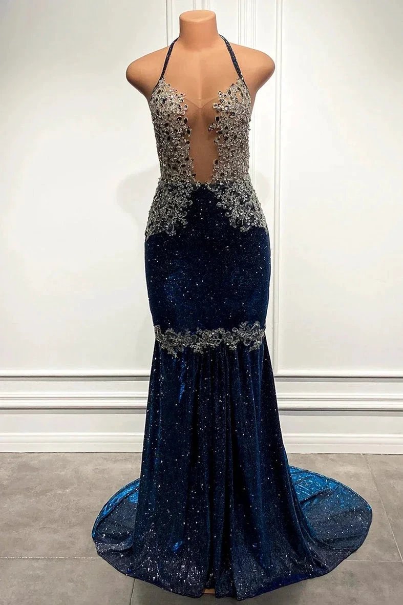 Shining Sequins V-neck Sleeveless Floor-length Mermaid Prom Dresses by misshow.com