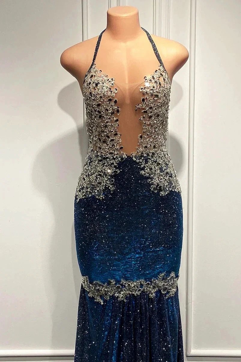 Shining Sequins V-neck Sleeveless Floor-length Mermaid Prom Dresses by misshow.com