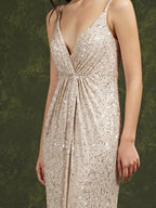 Shiny Sequins Spaghetti Straps V-neck Floor-length Mermaid Bridesmaid/Prom Dress by misshow.com