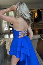 Shirae | Royal Blue Strapless Ruffles Sleeveless Long Prom Dress with Slit by KissProm