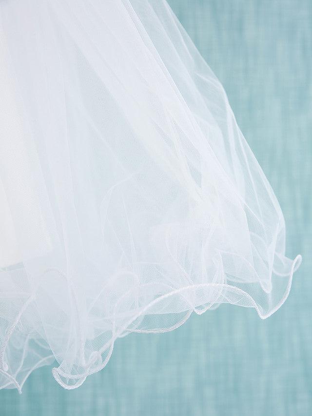 Short Ball Gown Satin Tulle Jewel Neck Wedding First Communion Flower Girl Dr… - photo 5