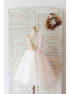 Short Ball Gown Tulle Sequined Wedding Birthday Flower Girl Dresses - photo 2
