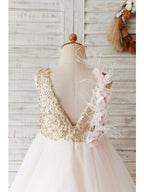 Short Ball Gown Tulle Sequined Wedding Birthday Flower Girl Dresses - photo 4