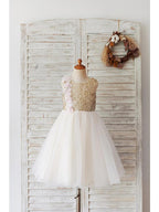 Short Ball Gown Tulle Sequined Wedding Birthday Flower Girl Dresses - photo 1