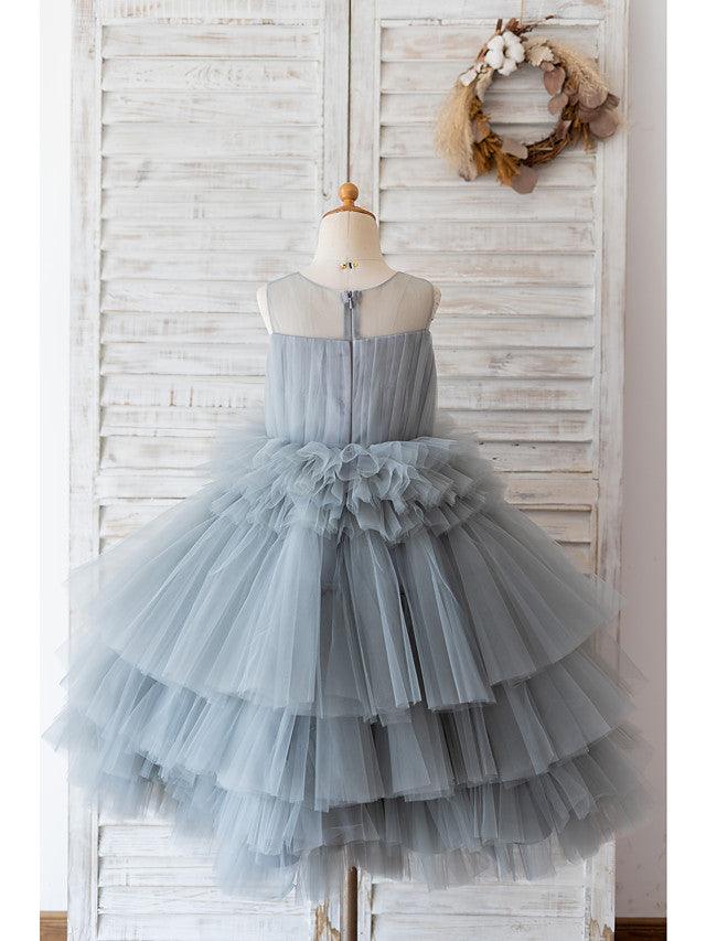 Short Ball Gown Tulle Sleeveless Jewel Neck Wedding Birthday Flower Girl Dresses - photo 2