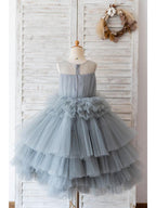 Short Ball Gown Tulle Sleeveless Jewel Neck Wedding Birthday Flower Girl Dresses - photo 2
