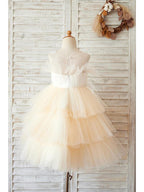 Short Ball Gown Tulle Sleeveless Jewel Neck Wedding Birthday Flower Girl Dresses - photo 2