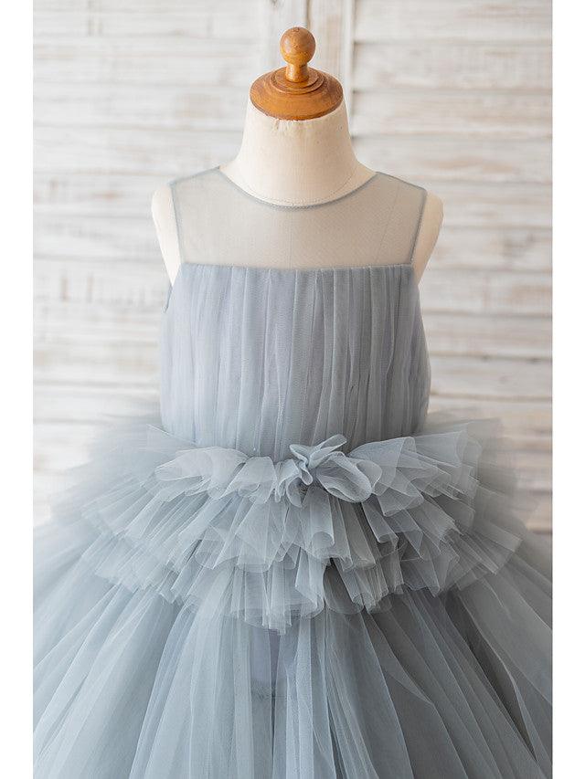 Short Ball Gown Tulle Sleeveless Jewel Neck Wedding Birthday Flower Girl Dresses - photo 3