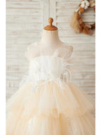 Short Ball Gown Tulle Sleeveless Jewel Neck Wedding Birthday Flower Girl Dresses - photo 3