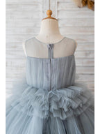 Short Ball Gown Tulle Sleeveless Jewel Neck Wedding Birthday Flower Girl Dresses - photo 4
