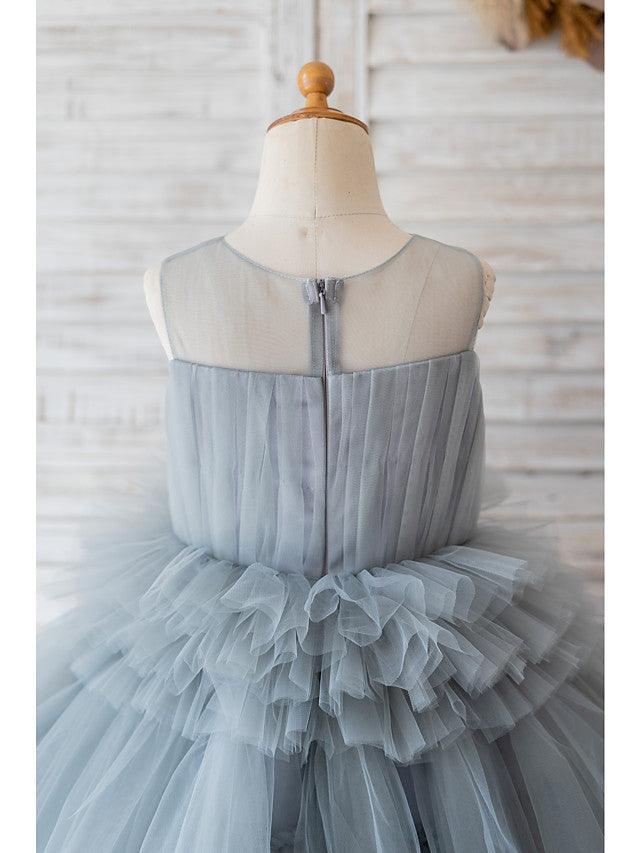 Short Ball Gown Tulle Sleeveless Jewel Neck Wedding Birthday Flower Girl Dresses - photo 4