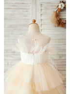 Short Ball Gown Tulle Sleeveless Jewel Neck Wedding Birthday Flower Girl Dresses - photo 4